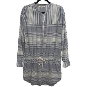 XiRENA 100% Cotton Blue & Ivory Stripe Sorento Dress W Drawstring Waist